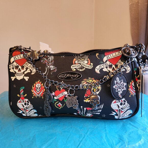 Ed Hardy Black Crossbody Iconic Bag w/detachable strap NWT - Picture 3 of 6